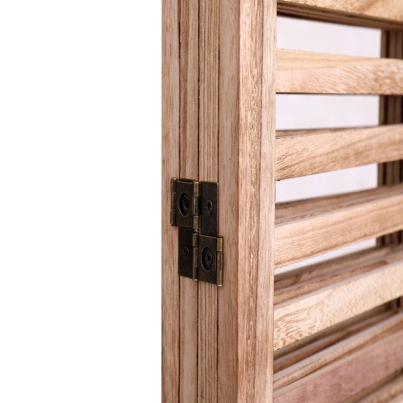 4/6 - Panel Solid Wood Folding Room Divider, Natural