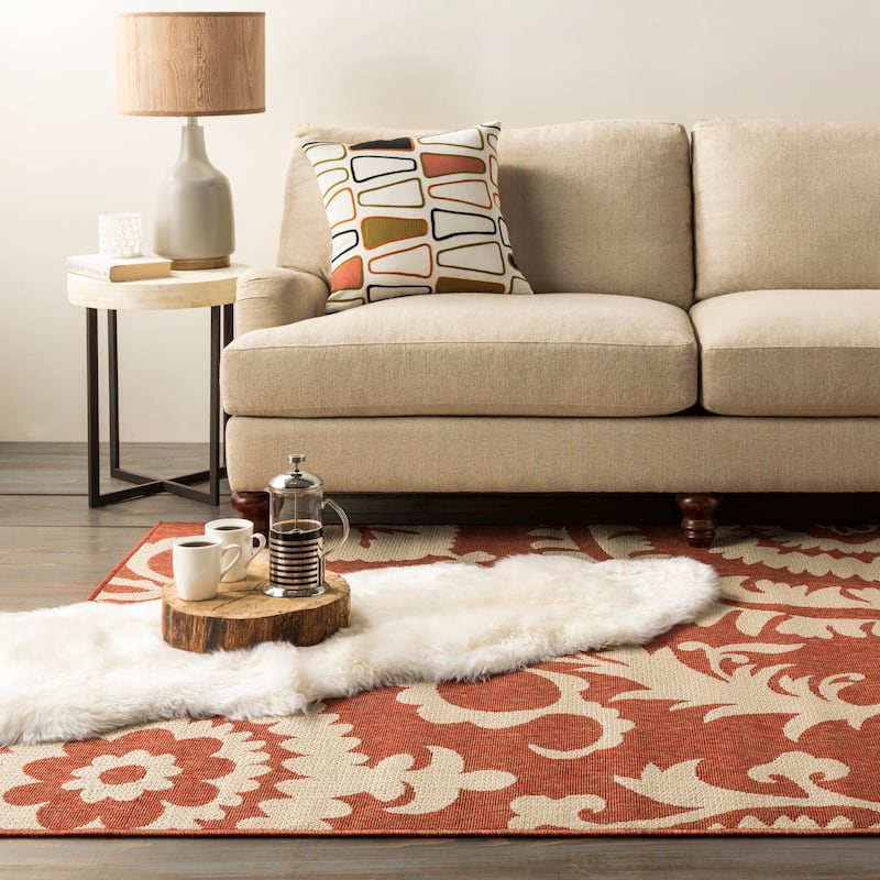Livabliss Nina Contemporary Floral Indoor/Outdoor Area Rug - 2'3" x 4'6" - Rust