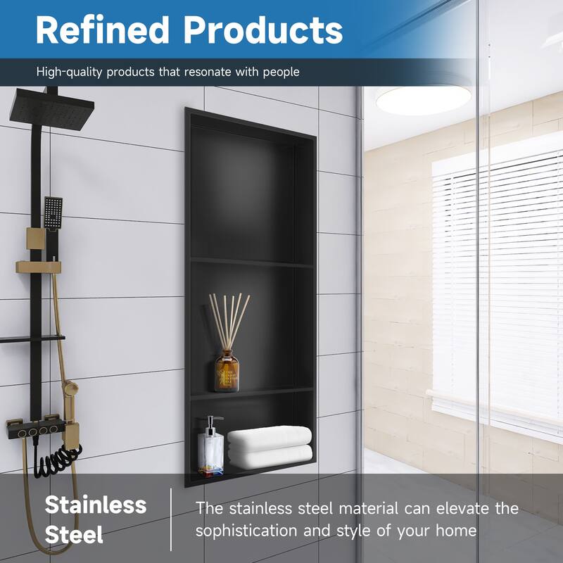 WIZ 12.8-inch W x 30.8-inch H x 4-inch D Stainless Steel Shower Niche - N/A