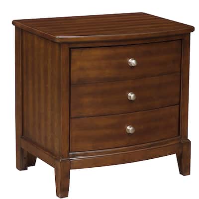 Natural Brown 3 Drawer 25.25 in. W Nightstand with Sturdy Knob Pulls