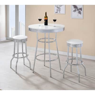 Retro 3-Piece Round 1950S Bistro Pub Bar Table Set