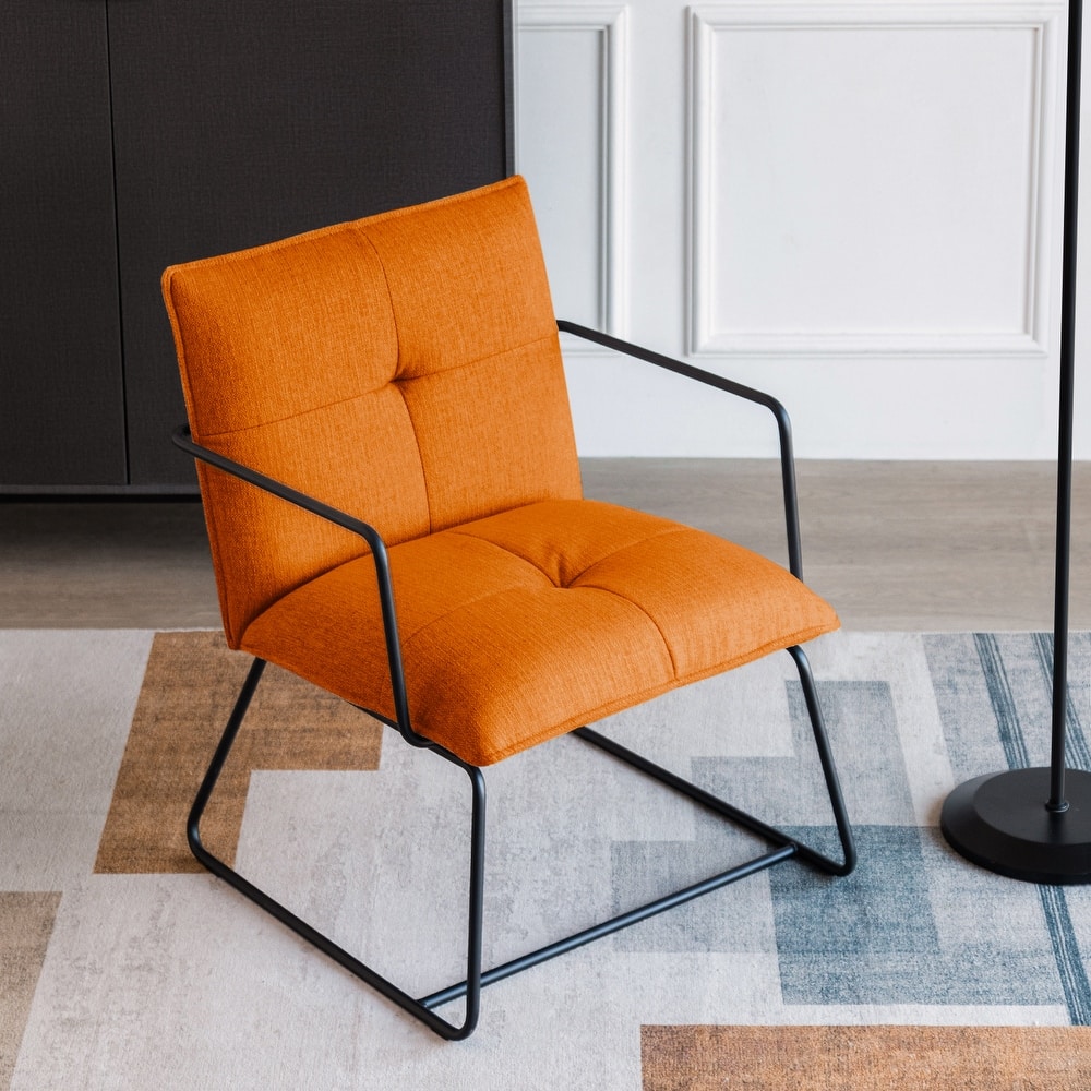 Linen Upholstered Accent Chair Armchair with Metal Frame - 31.5"H x 25.87"W x 19.3"D