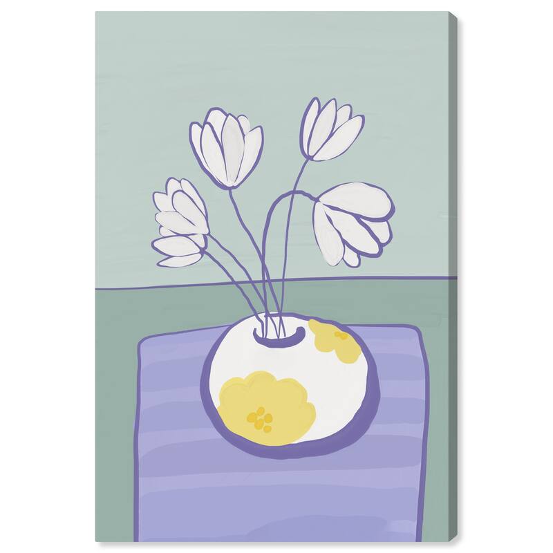 Wynwood Studio Canvas Floral and Botanical On my Table Purple and Modern & Contemporary Wall Art Canvas Print