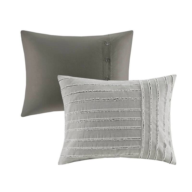 Madison Park Signature Essence Oversized Cotton Clipped Jacquard Comforter Set with Euro Shams and Throw Pillows
