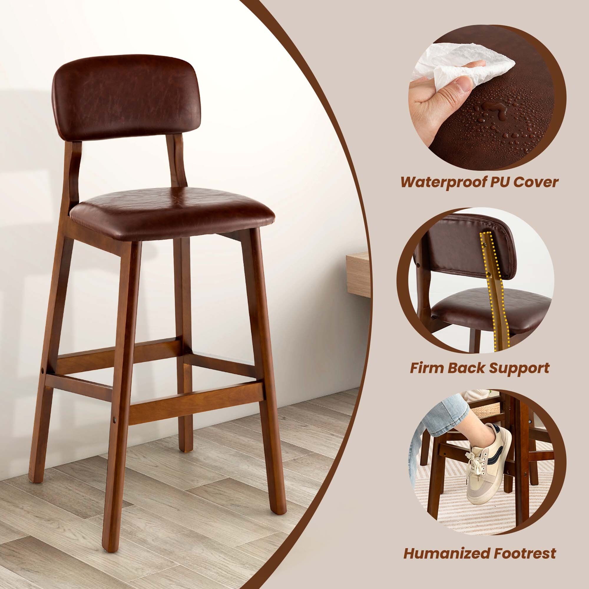 Bar chair with back support cheap