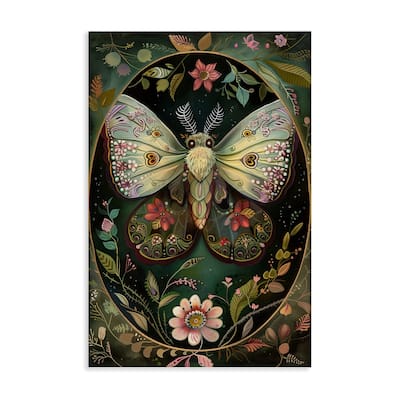 Stupell Green Toned Victorian Moth Canvas Wall Art Design By The Dutch Lady