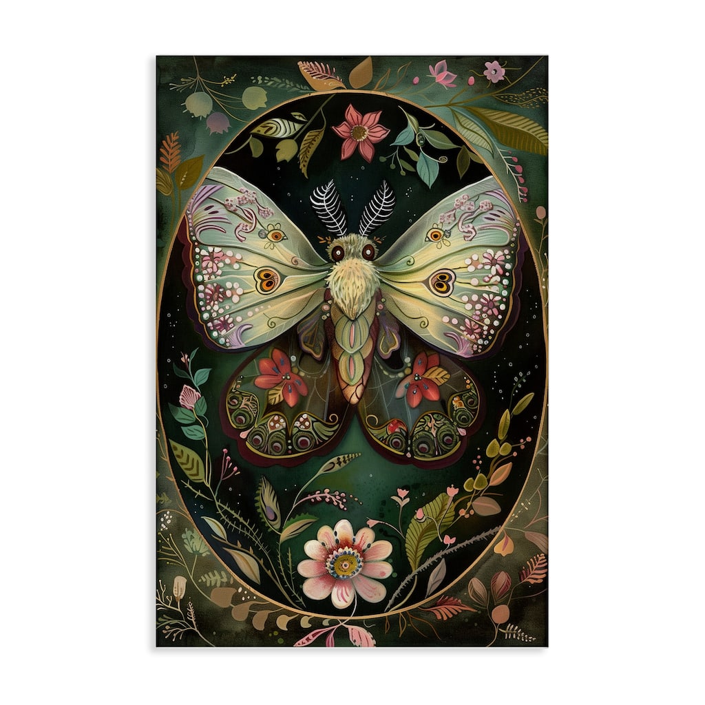 Stupell Green Toned Victorian Moth Canvas Wall Art Design By The Dutch Lady