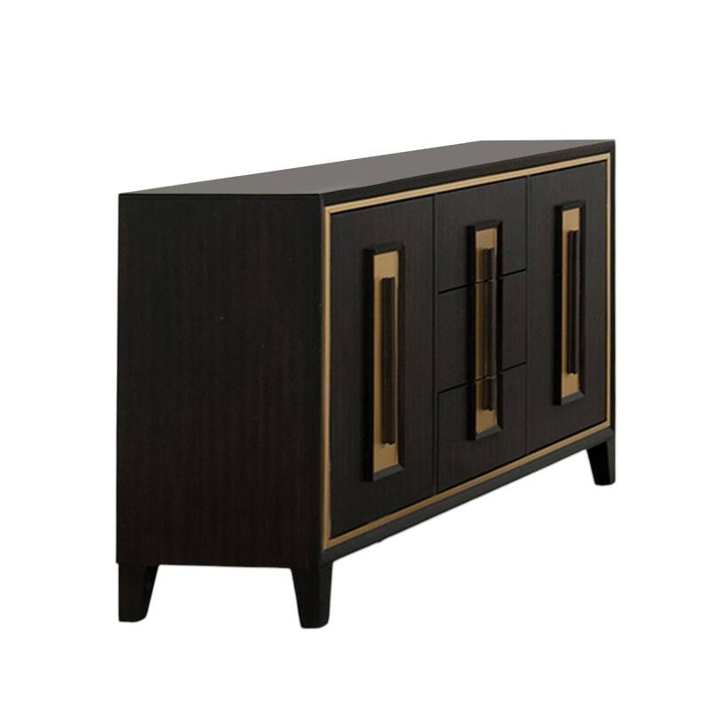 3 Drawers and 2 Doors Wooden Server in Espresso