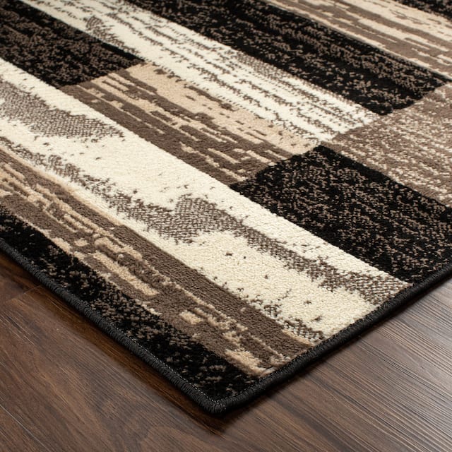 Miranda Haus Geometric Modern Patchwork Polypropylene Indoor Area Rug
