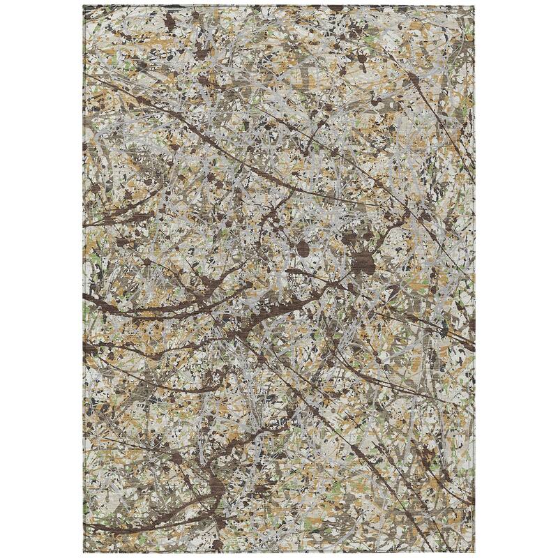 Machine Washable Indoor/ Outdoor Modern Splatter Chantille Rug