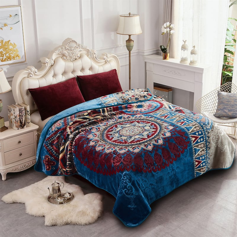 Heavy Korean Mink Fleece King Size Blanket - Blue
