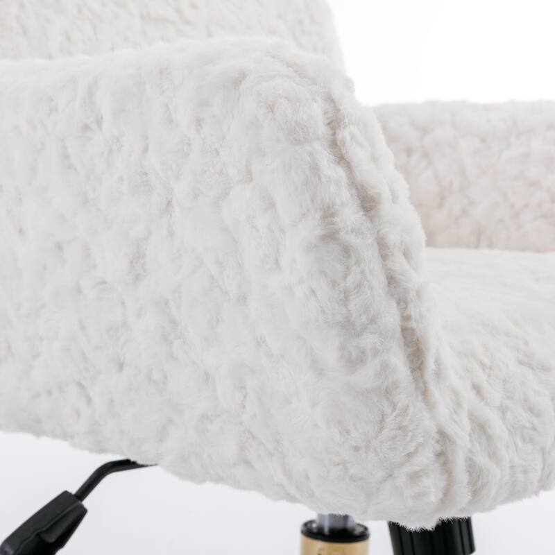 GDF Studio - Modern Upholstered Swivel Home Office Chair with Golden Metal Base and Artificial Rabbit Hair Comfort