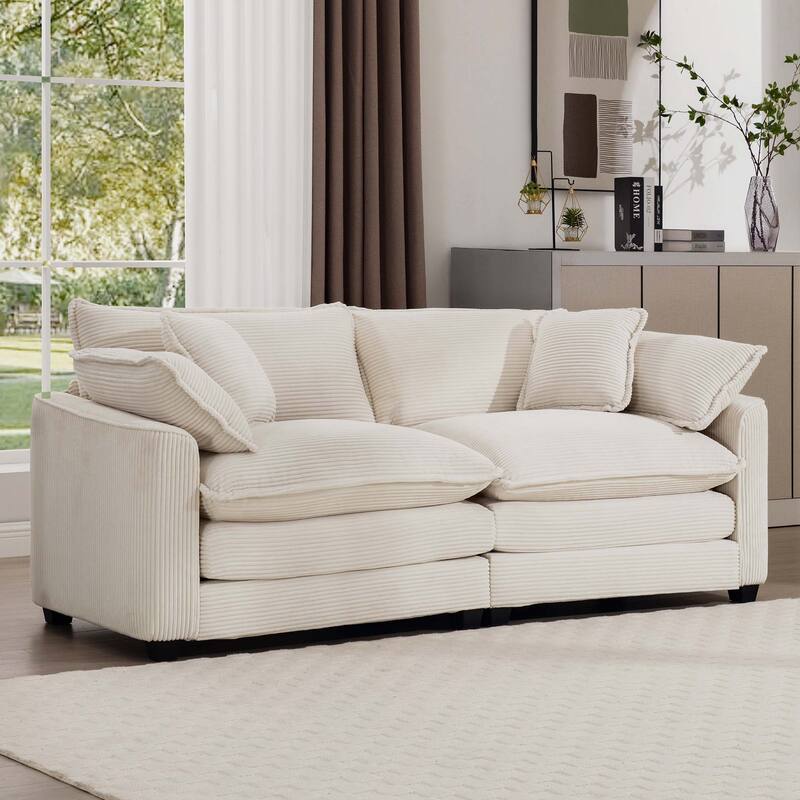 Corduroy Cloud Upholstered Modular Sectional Sofa, Free Combination