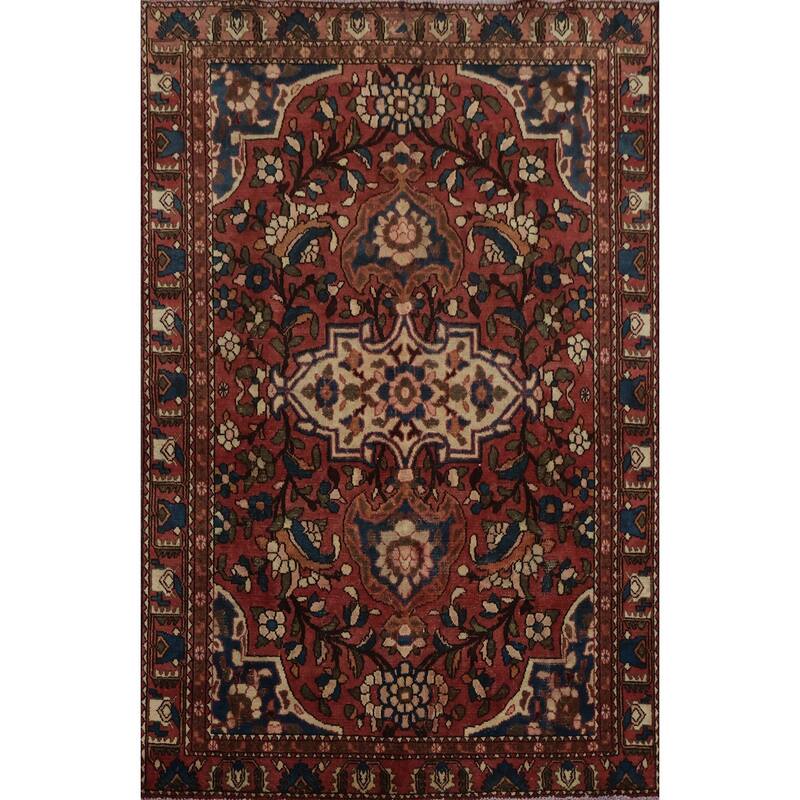 Hand Knotted Oriental 100% Wool Carpet Traditional Floral Oranges & Rust Bakhtiari Area Rug - 6' 4'' X 4' 10''