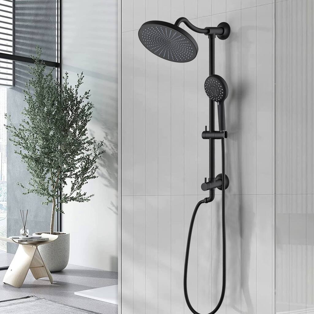PROOX 9 Inch Rain Shower Faucet w/ 5-Spray Shower Handheld w/ Slide Bar - Not Valve
