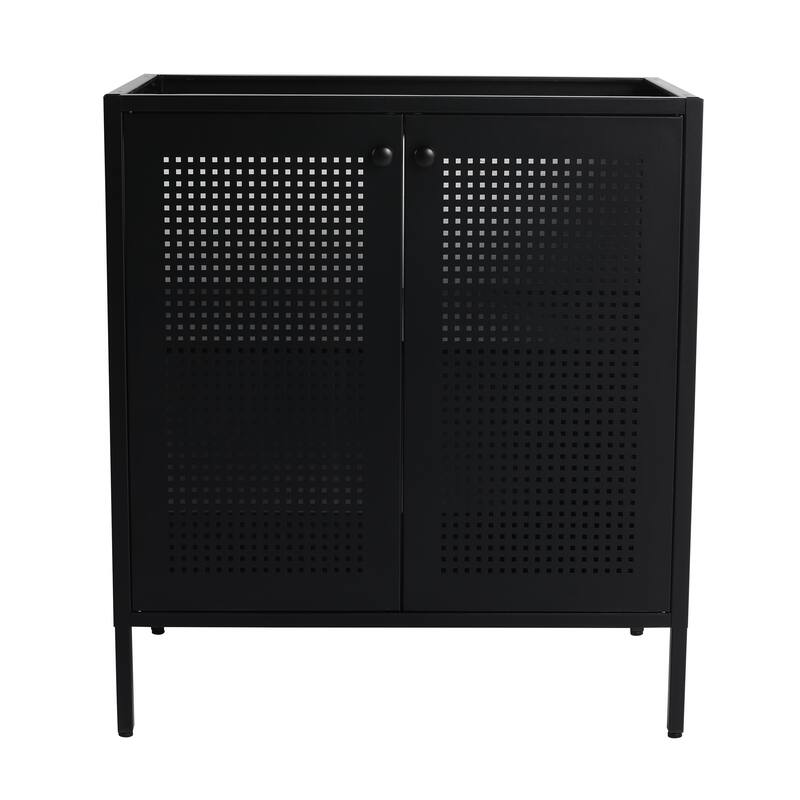 30 Inch Freestanding Bathroom Vanity Base with Adjustable Shelf and Punch-Hole Doors, Excluding Top Sink