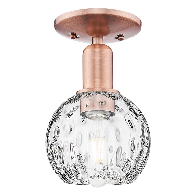 Innovations Lighting Endless Possibilities Arcadia - Athens Water Glass - 1 Light 6" Semi-Flush Mount - Antique Copper