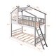 preview thumbnail 4 of 14, Twin over Twin Size Solid Wood Bunk Bed Wood Bed with Roof, Window, Ladder
