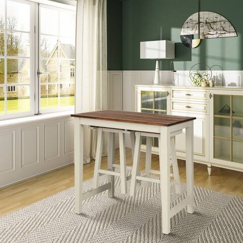 Clihome 3 Pieces Bar Table Set Counter Pub Table