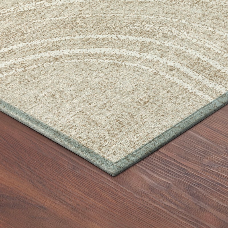 Machine Washable Indoor/ Outdoor Modern Trax Chantille Rug