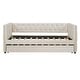 preview thumbnail 3 of 11, Beige Twin Size Daybed Velvet Tufted Upholstered Daybed Frame with Retractable Trundle, Rivet Accents Armrests and Backrest