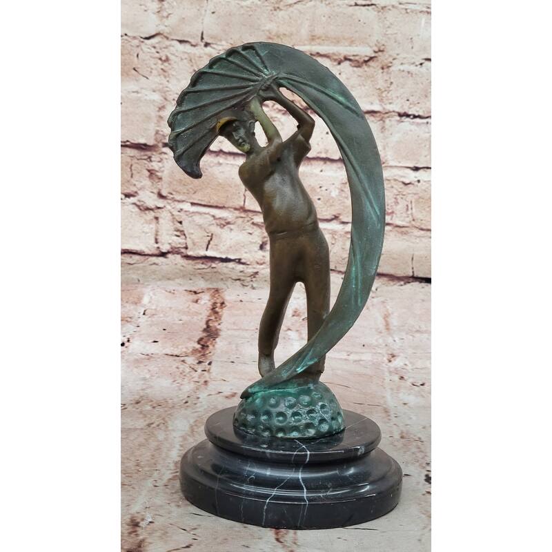 Bronze Golfer Swing Sculpture On Marble Base – Modern Golf Art