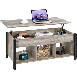 Yaheetech 47.5in Lift Top Wood Coffee Table with 3 Cube Open Shelves ...