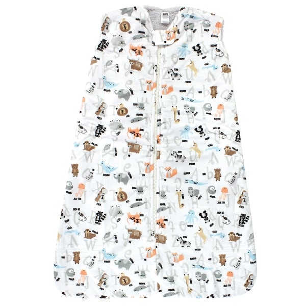 slide 1 of 1, Hudson Baby Unisex Baby Mink with Faux Shearling Inner Sleeping Bag, Sack, Blanket, Alphabet Animals 0-6 Months - Alphabet Animals