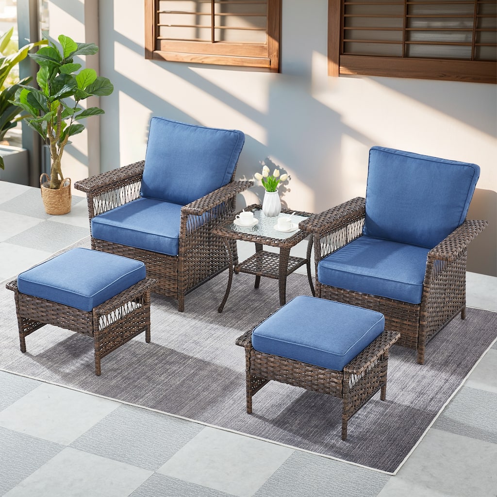Gymojoy 3-Seat Sofa & 2pcs Rattan Chair and Table - Brown