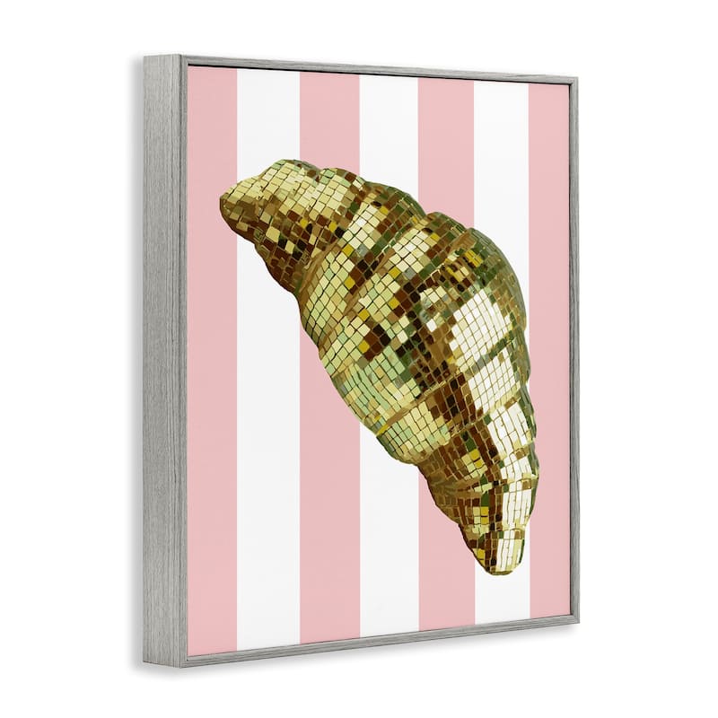 Stupell Disco Croissant & Pink Stripes Framed Giclee Art Design By Lil' Rue