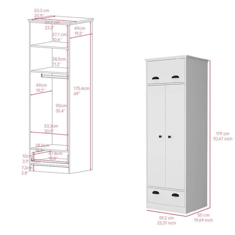 Armoire for Living Room ,Apartment, Bedroom, White