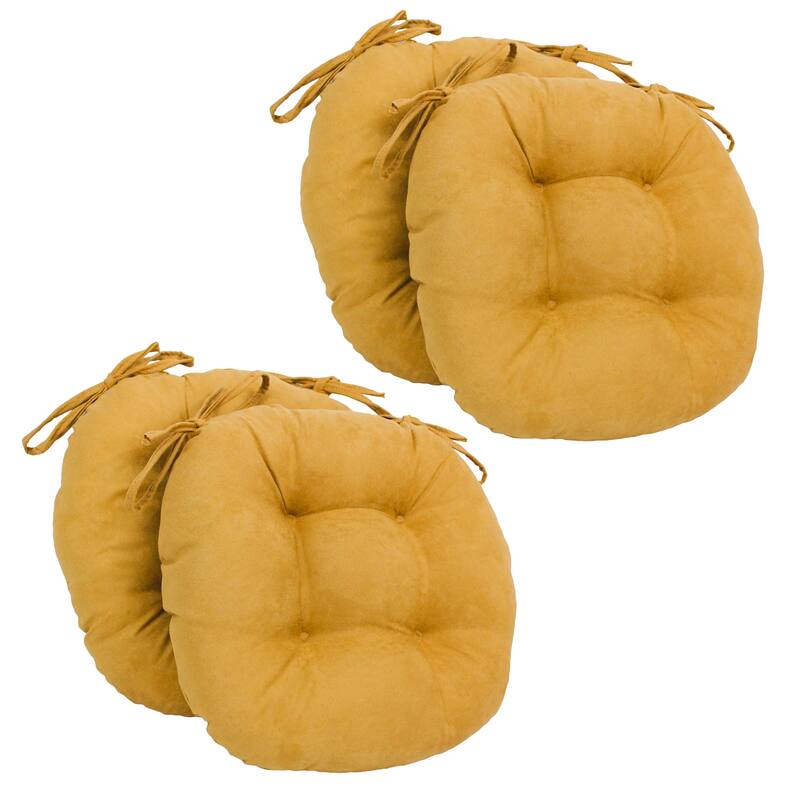16-inch Round Indoor Microsuede Chair Cushions (Set of 2, 4, or 6) - Set of 4 - Lemon