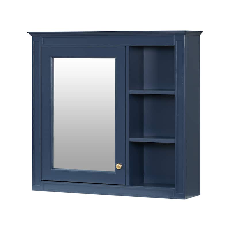 Modern Wall Mounted Bathroom Medicine Cabinet with Mirror & 3 Open Shelves