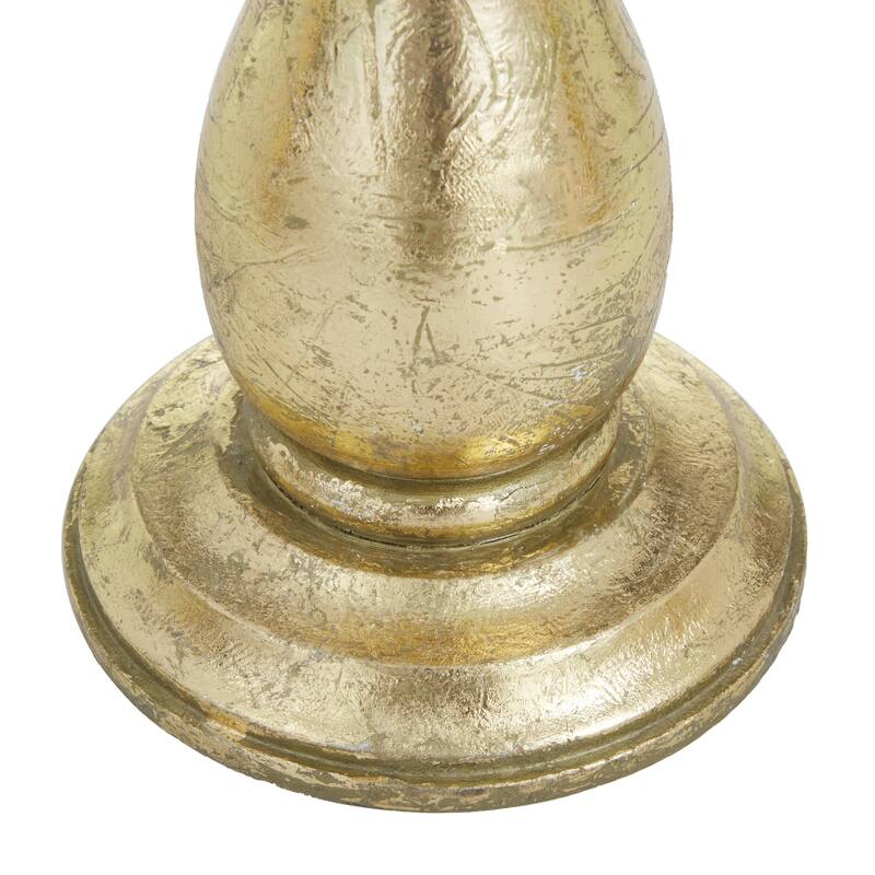 Mango Wood Turned Style Pillar Decorative Candle Holder - Set of 3 Gold, White, Black - Roche River Decor