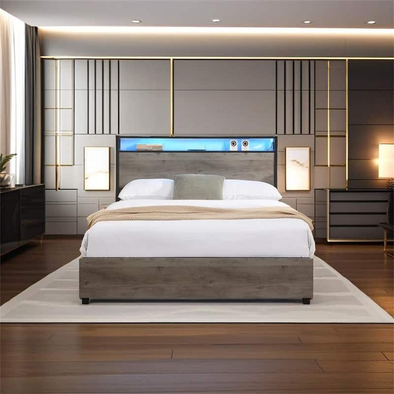 Storage Headboard with Charging Station
