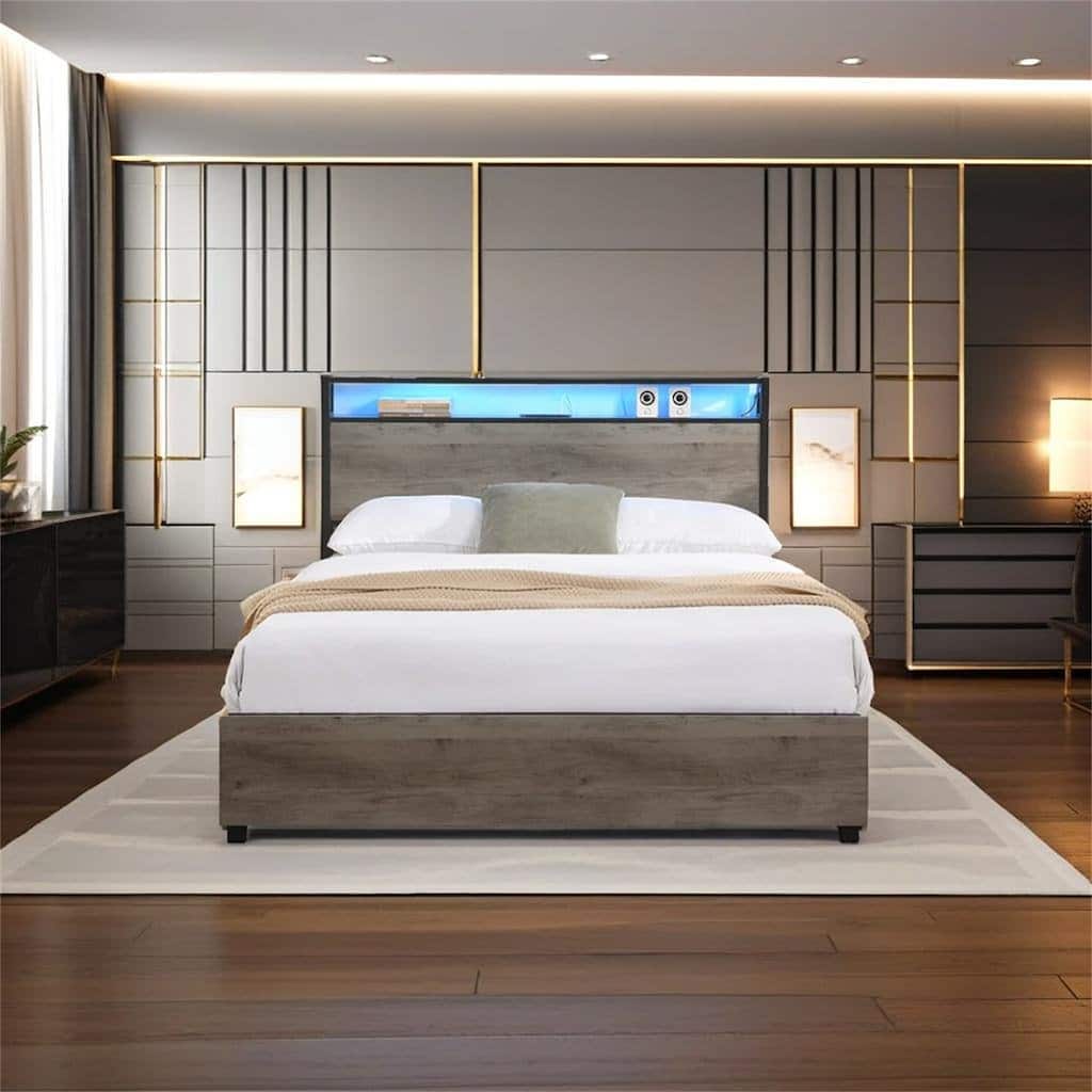 Storage Headboard with Charging Station