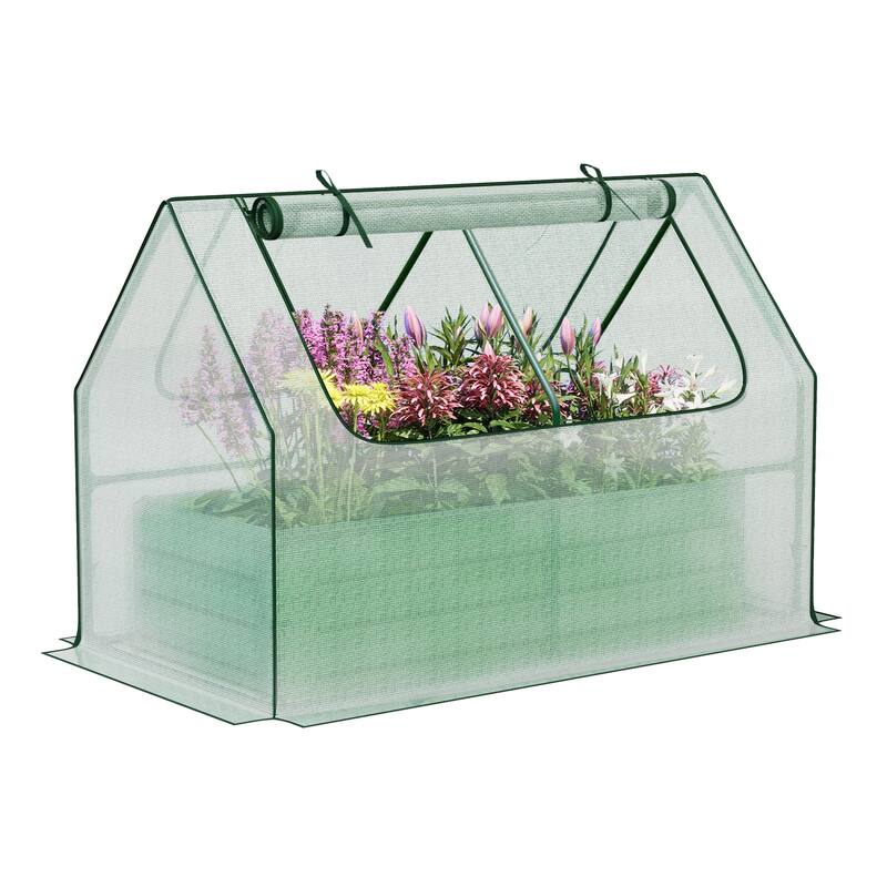 Aoodor Raised Garden Bed Kit with PE Cover, Screen Windows