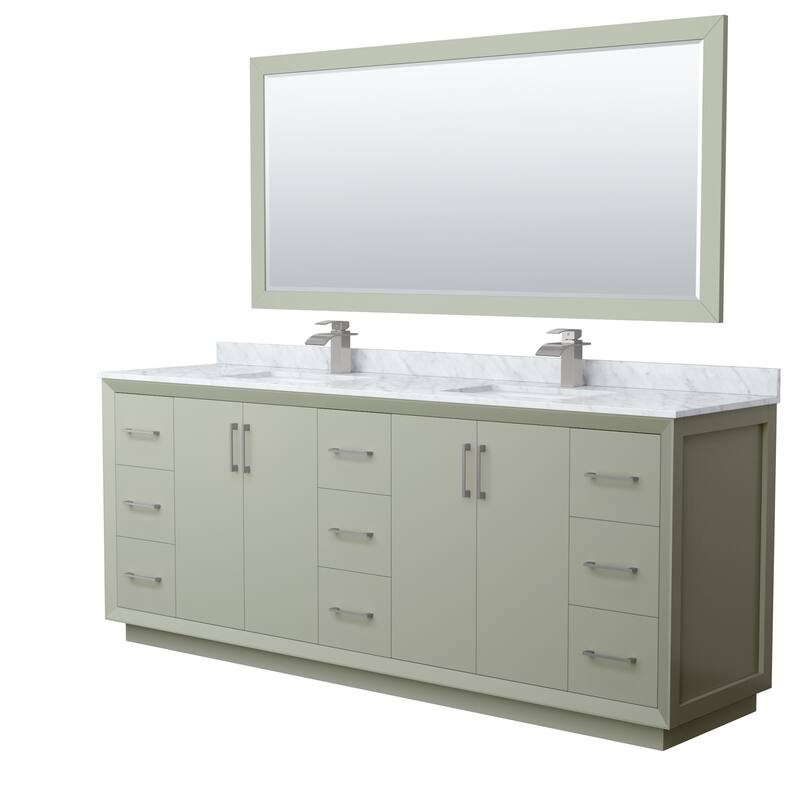 Wyndham Collection WCF414184D-NAT-UNSM70 Strada 84" Free Standing - Light Green / Brushed Nickel Hardware