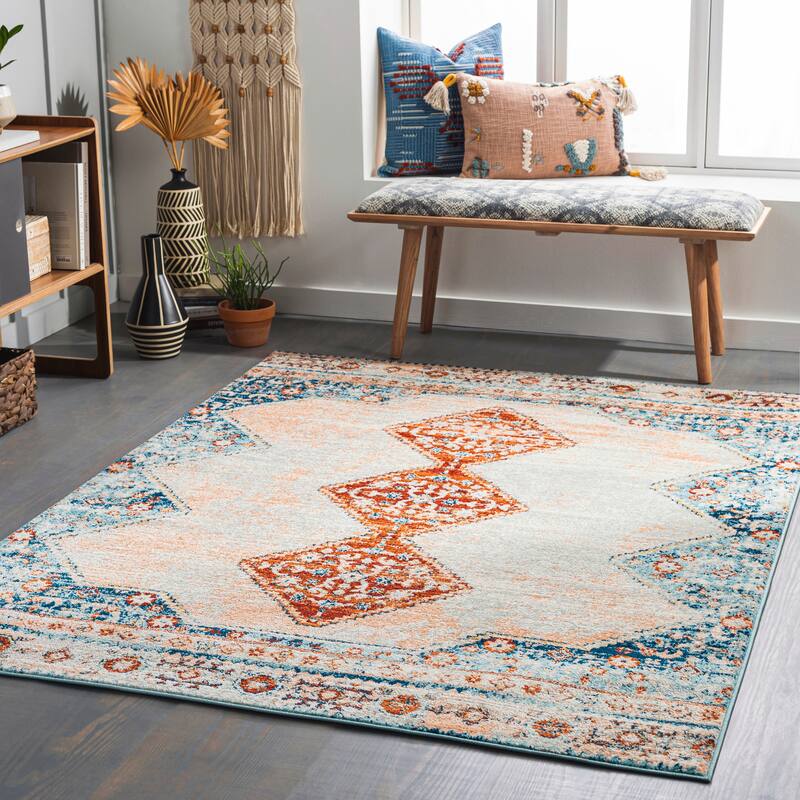 Artistic Weavers Ruslan Triple Medallion Traditional Area Rug - 6' 7" x 9' - Burnt Orange