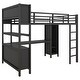 preview thumbnail 5 of 14, Full Size Metal Loft Bed Frame with Storage Wardrobe, L-Shaped Desk