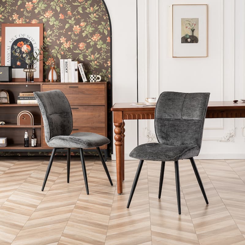Fabric Upholstered High Back Dining Chairs Set of 2
