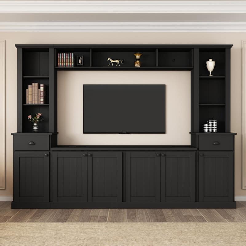 Modern 4-Piece Entertainment Wall Unit Set, Large TV Stand Media Console for TVs Up to 75"