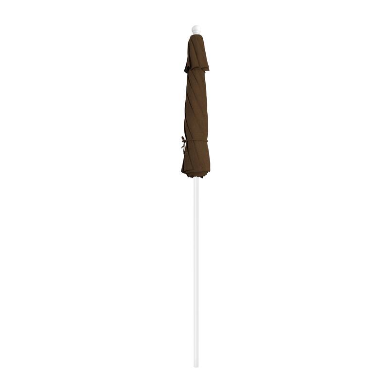 California Umbrella 7.5' Rd.. Aluminum Frame, Fiberglass Rib Market Umbrella, Push Open, White Finish, Olefin Fabric