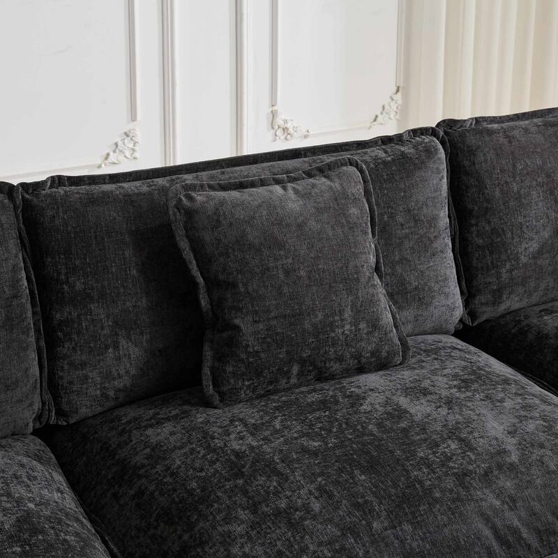 Roomfitters Large Upholstered 4-Seater Sofa with Plush Cushions and Pillows, Modern Cloud Couch for Living Room