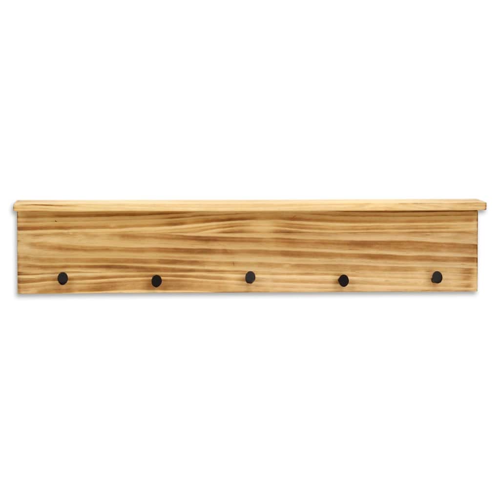 Wooden 5 Hook Hanger with Top Shelf - 29"