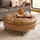 preview thumbnail 14 of 25, HULALA HOME Idalia Traditional Genuine Leather Ottoman with Caster Wheels and Solid Wood Legs