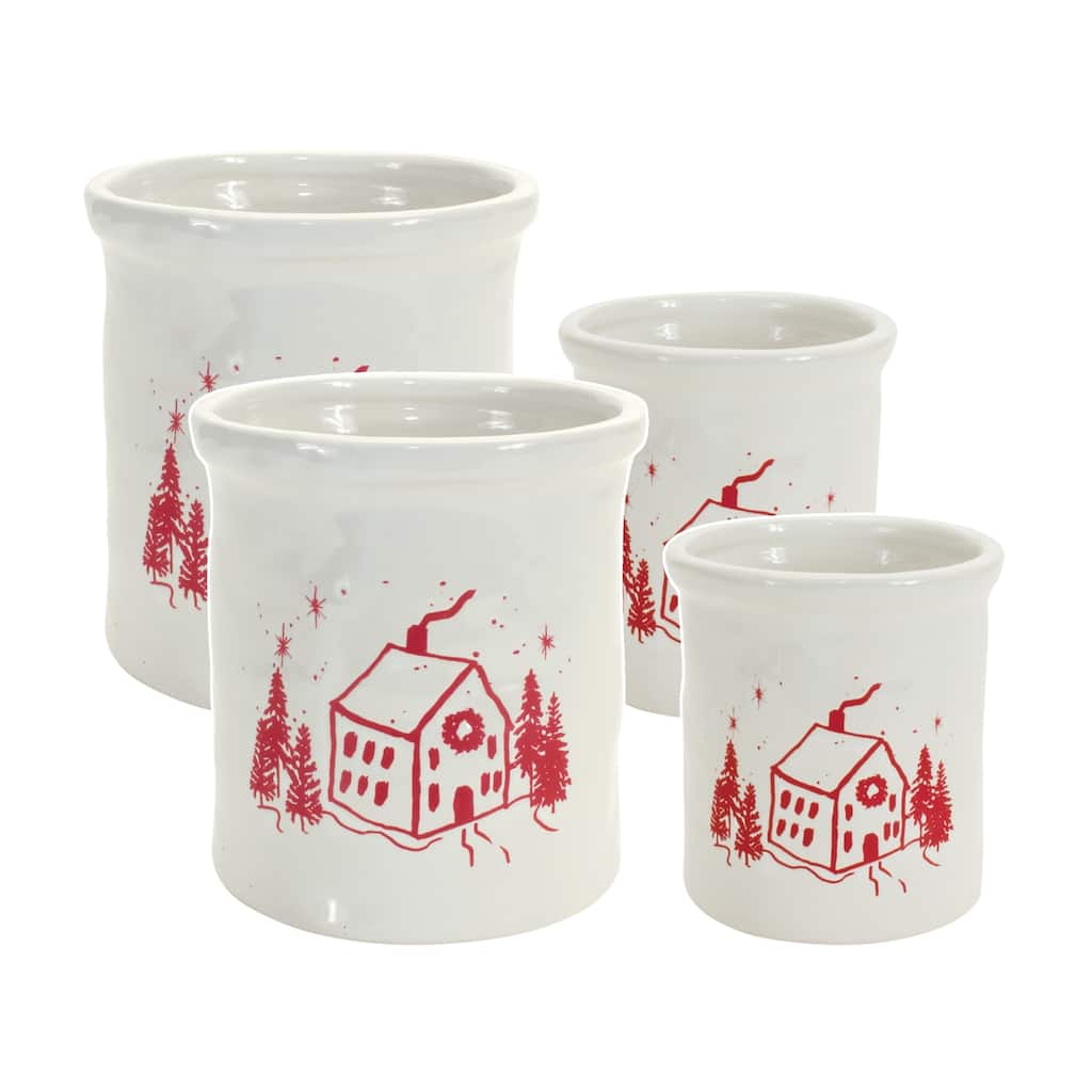 Clay Crock w/House (Set of 4)