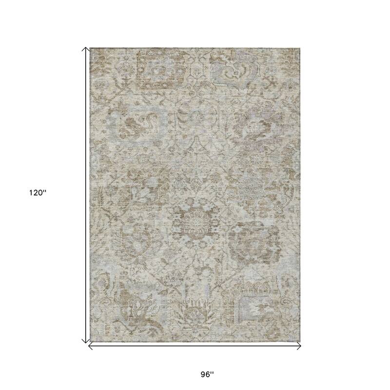 HomeRoots Damask Traditional Rectangle Outdoor Rug