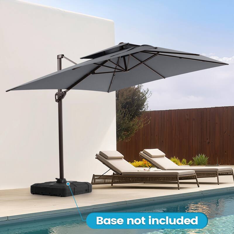 11 × 9 ft Outdoor Patio Cantilever Offset Dual Top Umbrella