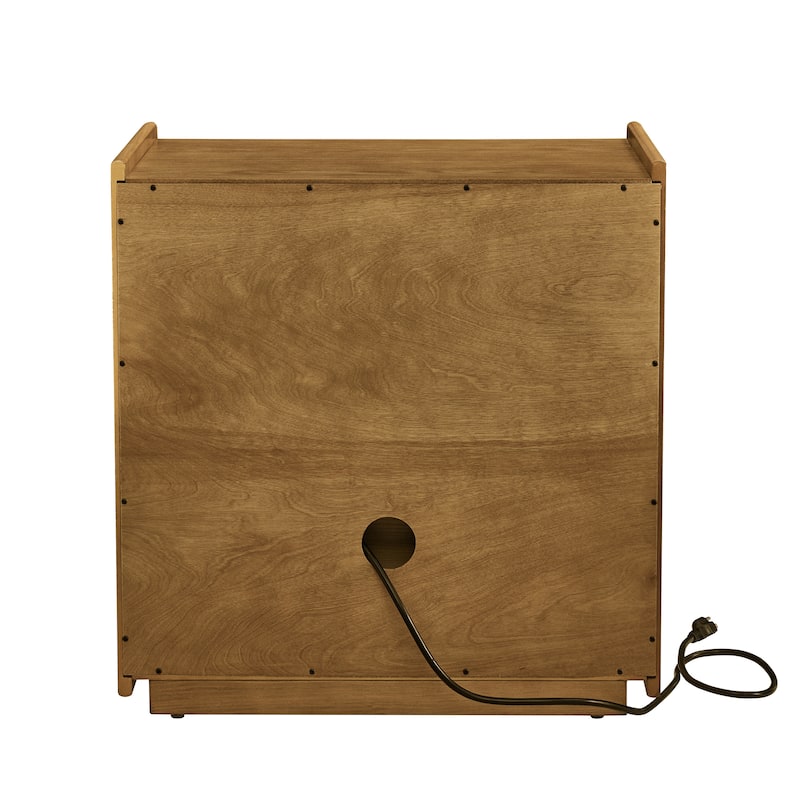 Nightstand with Charging Station and Outlet Hole and 2 Drawers